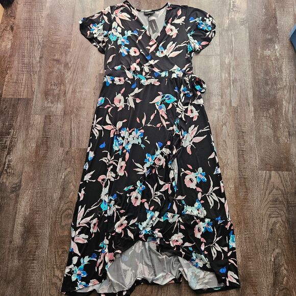 Lane Bryant Floral Maxi Hi-Lo Faux Wrap Dress - Picture 2 of 4